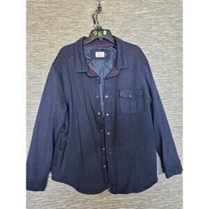 Civil Society Jacket Mens 2XL Blue Quilted Snap Front Knit Shirt Jacket Lined